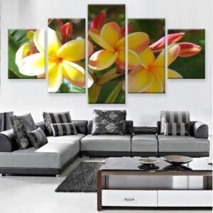 Yellow Flowers - Nature 5 Panel Canvas Art Wall Decor