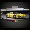 Yellow Gt4 Porsche - Automative 5 Panel Canvas Art Wall Decor