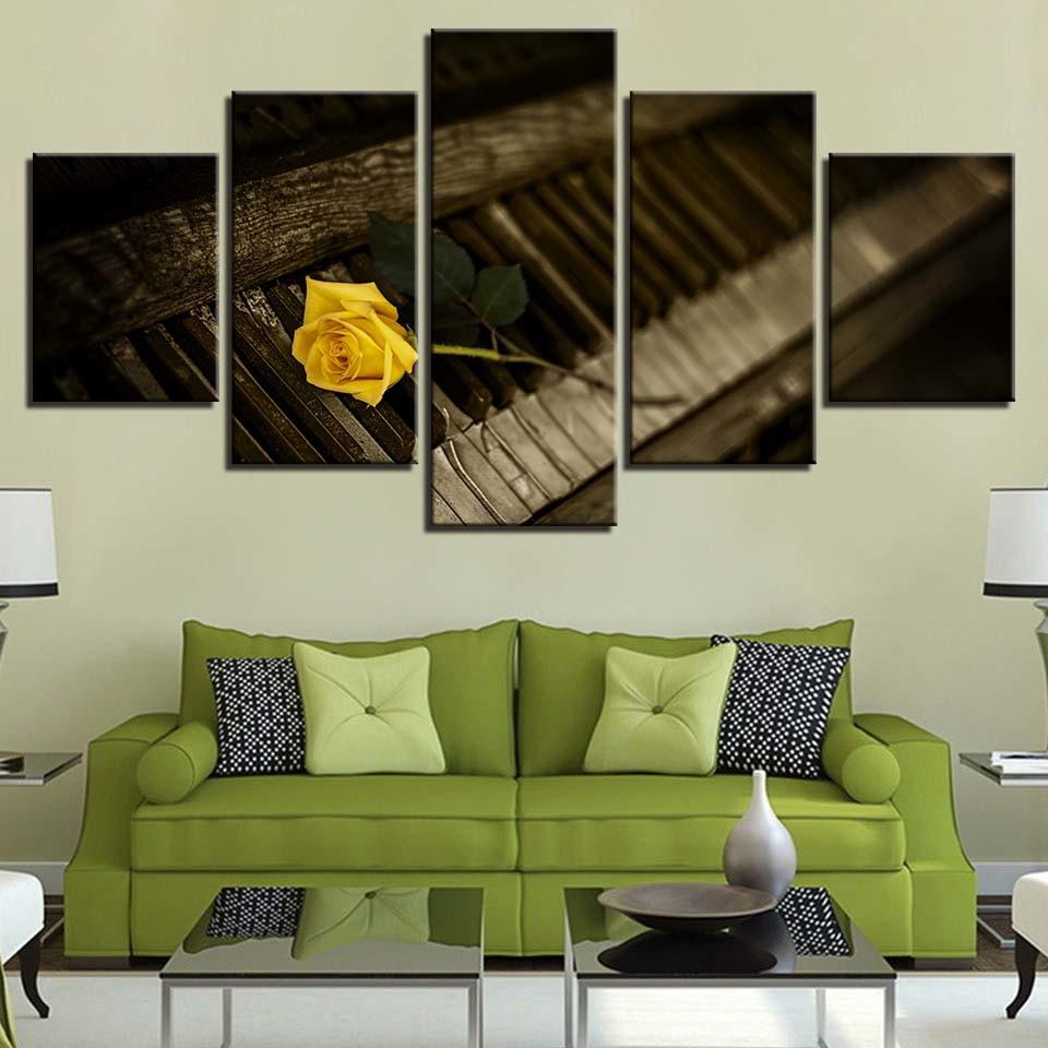 Yellow Rose Flower 6 - Nature 5 Panel Canvas Art Wall Decor Yellow Rose Flower 6 - Nature 5 Panel Canvas Art Wall Decor