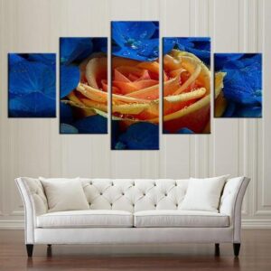 Yellow Rose - Nature 5 Panel Canvas Art Wall Decor