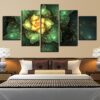 Yellower And Green Flowers - Nature 5 Panel Canvas Art Wall Decor