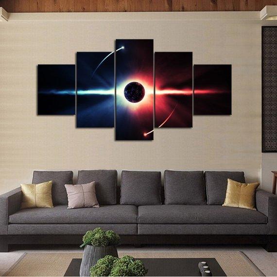 Yin Yang Star - Space 5 Panel Canvas Art Wall Decor Yin Yang Star - Space 5 Panel Canvas Art Wall Decor