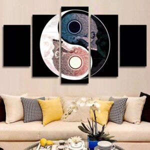 Ying And Yang - Abstract 5 Panel Canvas Art Wall Decor