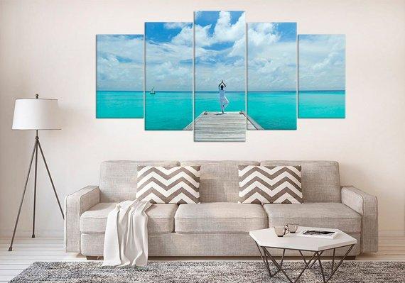 Yoga Modern Small - Nature 5 Panel Canvas Art Wall Decor Yoga Modern Small - Nature 5 Panel Canvas Art Wall Decor