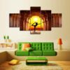 Yoga Sunset - Nature 5 Panel Canvas Art Wall Decor