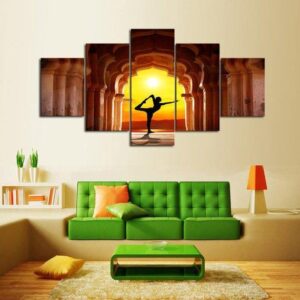 Yoga Sunset - Nature 5 Panel Canvas Art Wall Decor