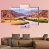 Yosemite National Park At Purple Sunset - Nature 5 Panel Canvas Art Wall Decor