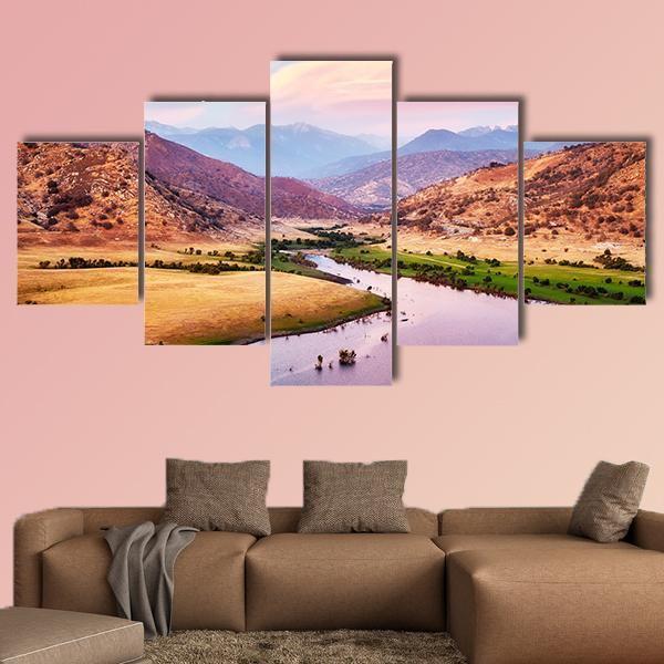 Yosemite National Park At Purple Sunset - Nature 5 Panel Canvas Art Wall Decor Yosemite National Park At Purple Sunset - Nature 5 Panel Canvas Art Wall Decor