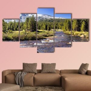 Yosemite National Park In California - Nature 5 Panel Canvas Art Wall Decor