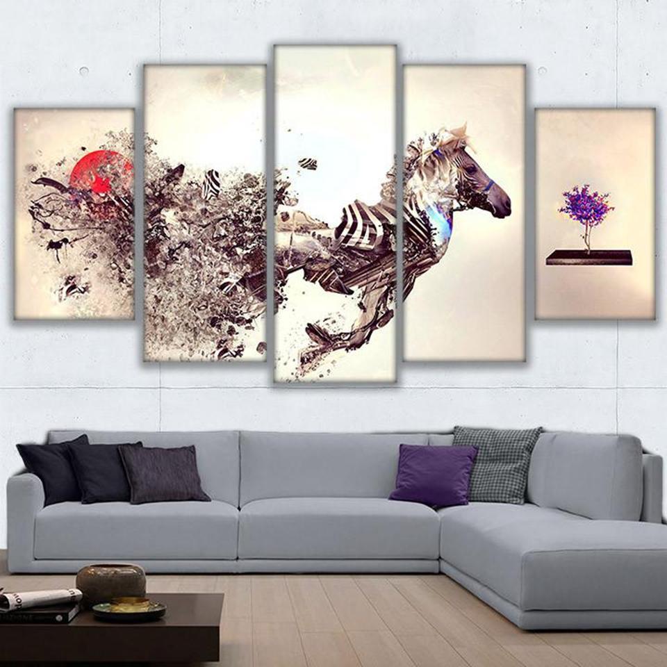 Zebra 2 - Abstract Animal 5 Panel Canvas Art Wall Decor Zebra 2 - Abstract Animal 5 Panel Canvas Art Wall Decor