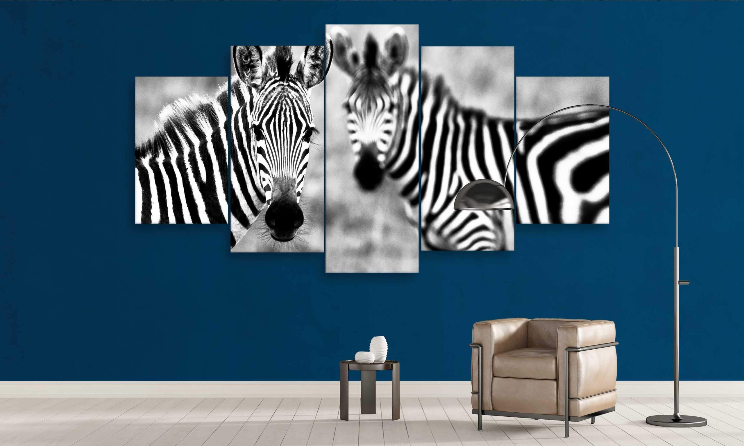 Zebra Couple 1 - Animal 5 Panel Canvas Art Wall Decor Zebra Couple 1 - Animal 5 Panel Canvas Art Wall Decor