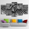 Zebra Couple Hug - Animal 5 Panel Canvas Art Wall Decor