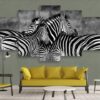 Zebra Hugs 1 - Animal 5 Panel Canvas Art Wall Decor