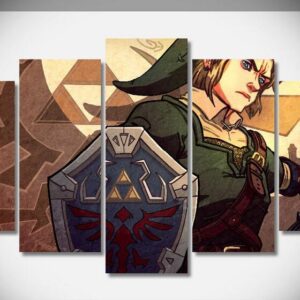 Zelda Link - Gaming 5 Panel Canvas Art Wall Decor