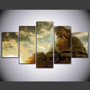 Zen Buddha - Religion 5 Panel Canvas Art Wall Decor
