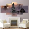 Zen buddha statue menditation - Religion 5 Panel Canvas Art Wall Decor