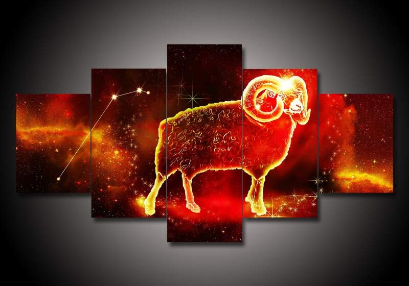 Zodiac - Aries #1 - Abstract 5 Panel Canvas Art Wall Decor Zodiac - Aries #1 - Abstract 5 Panel Canvas Art Wall Decor