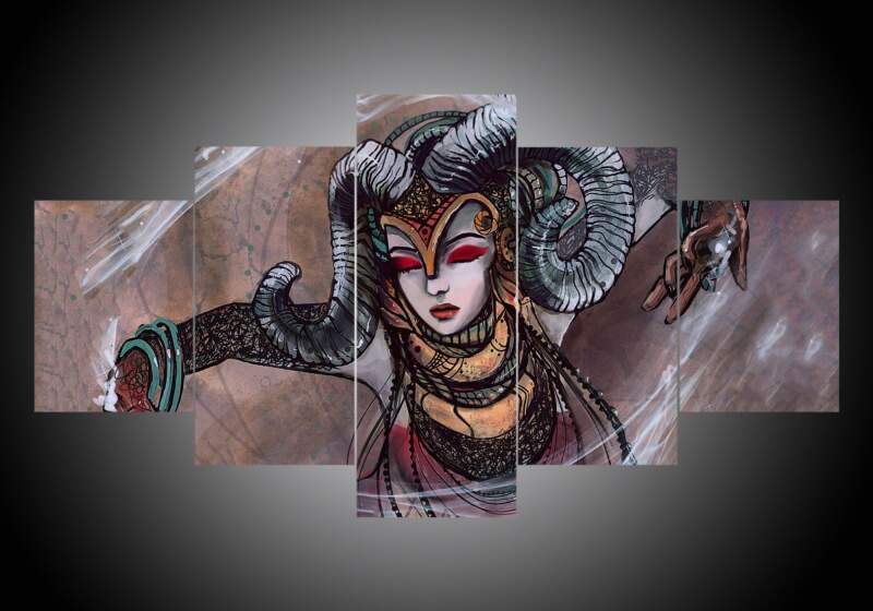 Zodiac - Aries - Abstract 5 Panel Canvas Art Wall Decor Zodiac - Aries - Abstract 5 Panel Canvas Art Wall Decor