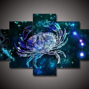 Zodiac - Cancer #1 - Abstract 5 Panel Canvas Art Wall Decor