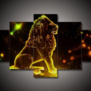 Zodiac - Leo #1 - Abstract 5 Panel Canvas Art Wall Decor