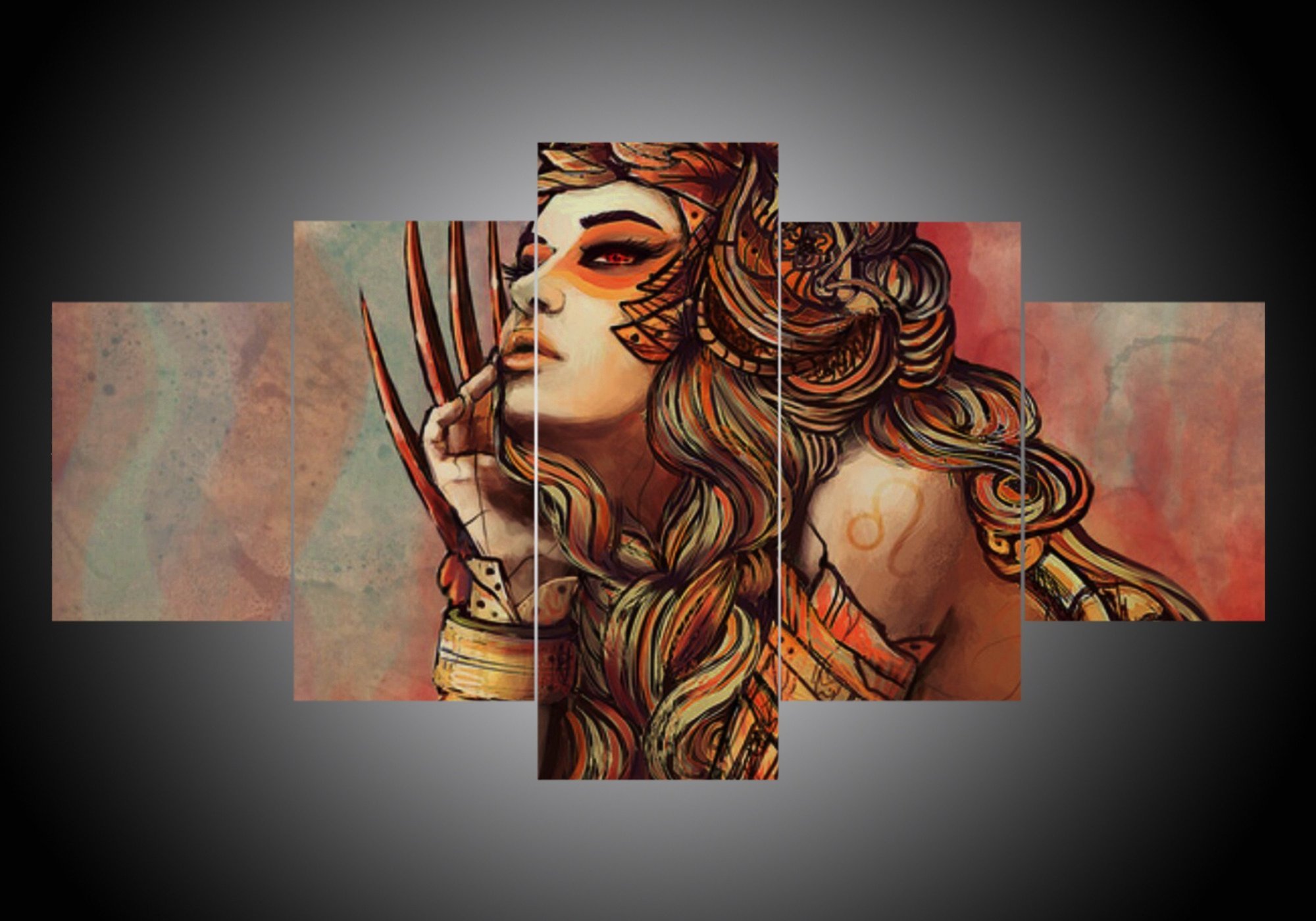 Zodiac - Leo #2 - Abstract 5 Panel Canvas Art Wall Decor Zodiac - Leo #2 - Abstract 5 Panel Canvas Art Wall Decor