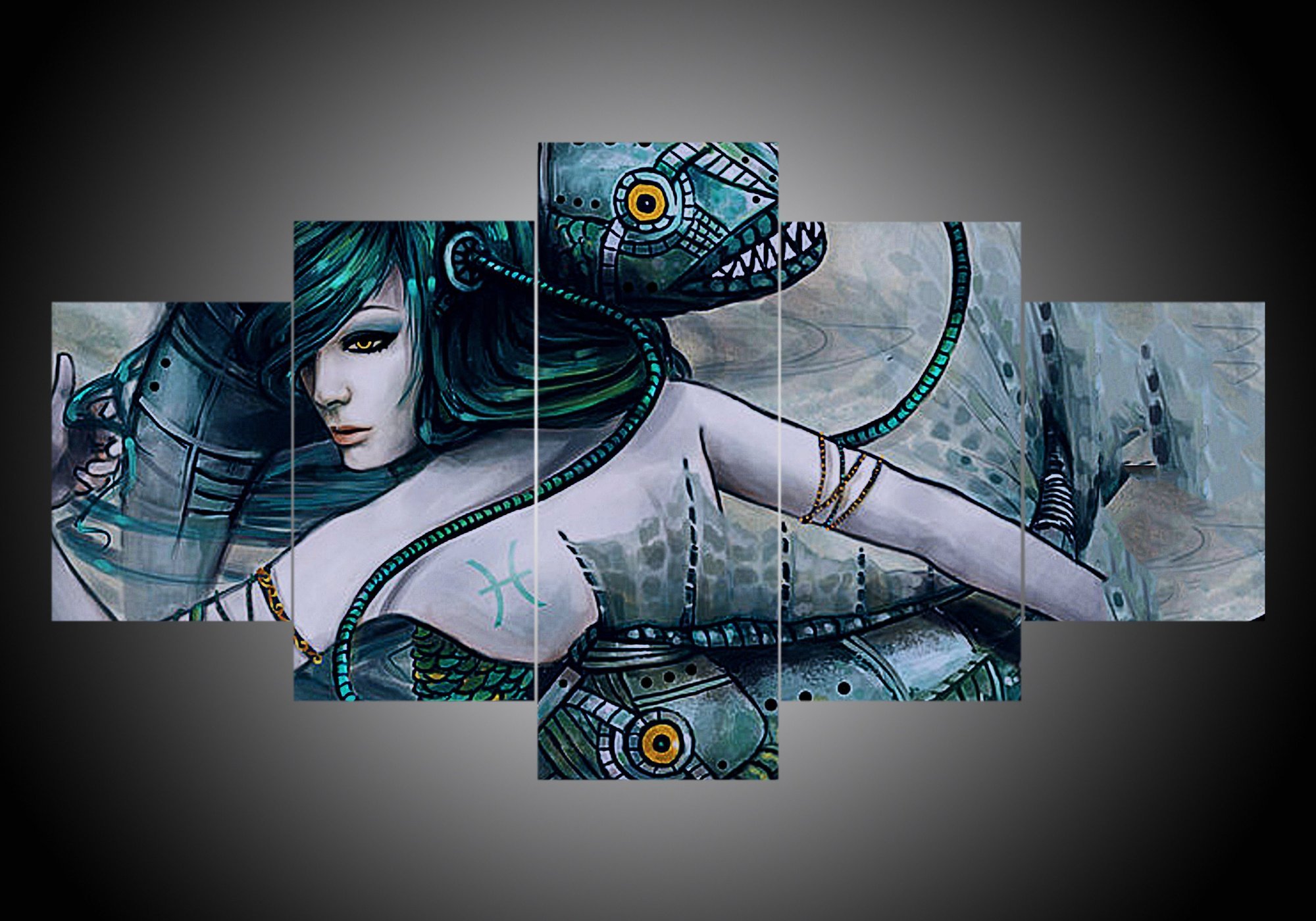 Zodiac - Pisces #2 - Abstract 5 Panel Canvas Art Wall Decor Zodiac - Pisces #2 - Abstract 5 Panel Canvas Art Wall Decor