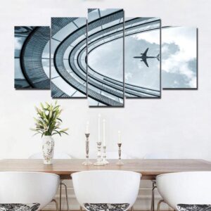 aircraft in sky 01 - Aircraft 5 Panel Canvas Art Wall Decor
