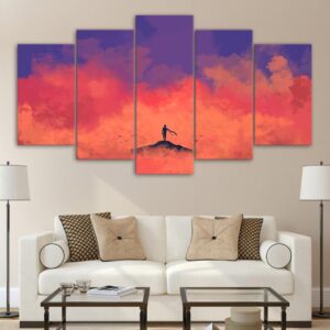 alone minimal - Abstract 5 Panel Canvas Art Wall Decor