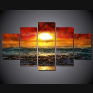 amazing sunset artistic - Space 5 Panel Canvas Art Wall Decor
