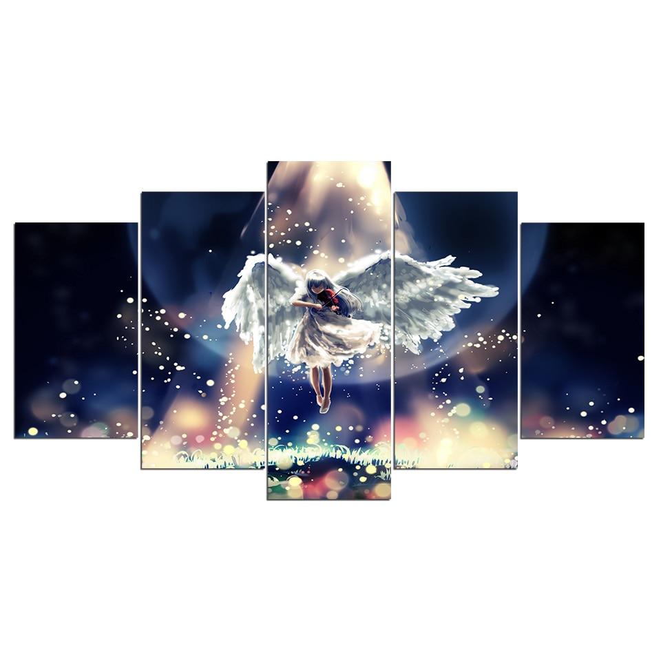 angel girl Play the violin starlight - Abstract 5 Panel Canvas Art Wall Decor angel girl Play the violin starlight - Abstract 5 Panel Canvas Art Wall Decor