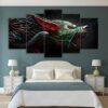 angry Wolf - Animal 5 Panel Canvas Art Wall Decor