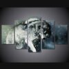 angry wolf 1 - Animal 5 Panel Canvas Art Wall Decor
