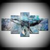 animals blue - Animal 5 Panel Canvas Art Wall Decor
