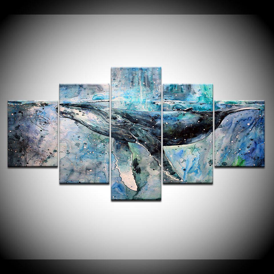 animals blue - Animal 5 Panel Canvas Art Wall Decor animals blue - Animal 5 Panel Canvas Art Wall Decor
