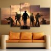 armed soldiers silhouette - Army 5 Panel Canvas Art Wall Decor
