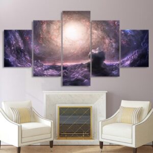 beautiful Nebula universe - Space 5 Panel Canvas Art Wall Decor