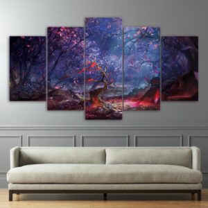 beautiful forest leaves - Nature 5 Panel Canvas Art Wall Decor