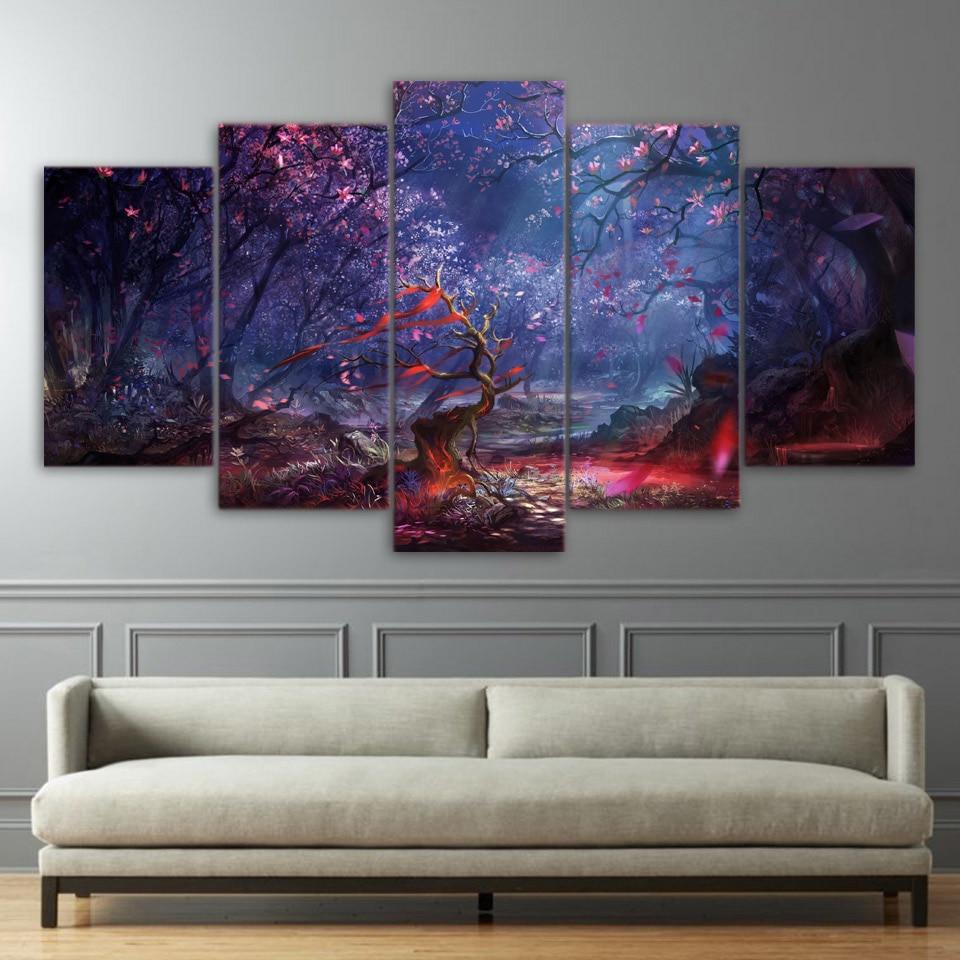 beautiful forest leaves - Nature 5 Panel Canvas Art Wall Decor beautiful forest leaves - Nature 5 Panel Canvas Art Wall Decor