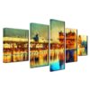 beautiful golden temple 01 - Abstract 5 Panel Canvas Art Wall Decor