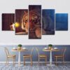 big tiger - Animal 5 Panel Canvas Art Wall Decor