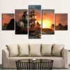 black flag sailboat - Space 5 Panel Canvas Art Wall Decor