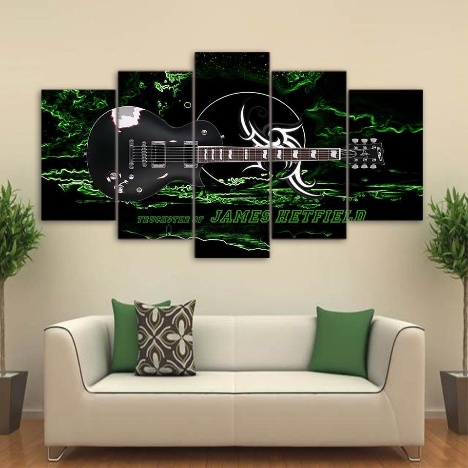 black guitar music - Music 5 Panel Canvas Art Wall Decor black guitar music - Music 5 Panel Canvas Art Wall Decor