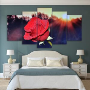 blooming rose - Nature 5 Panel Canvas Art Wall Decor