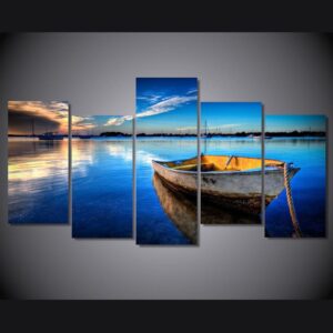 boat on the sea 01 - Space 5 Panel Canvas Art Wall Decor