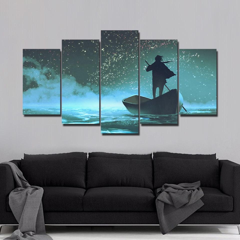 boat on the sea 03 - Space 5 Panel Canvas Art Wall Decor boat on the sea 03 - Space 5 Panel Canvas Art Wall Decor