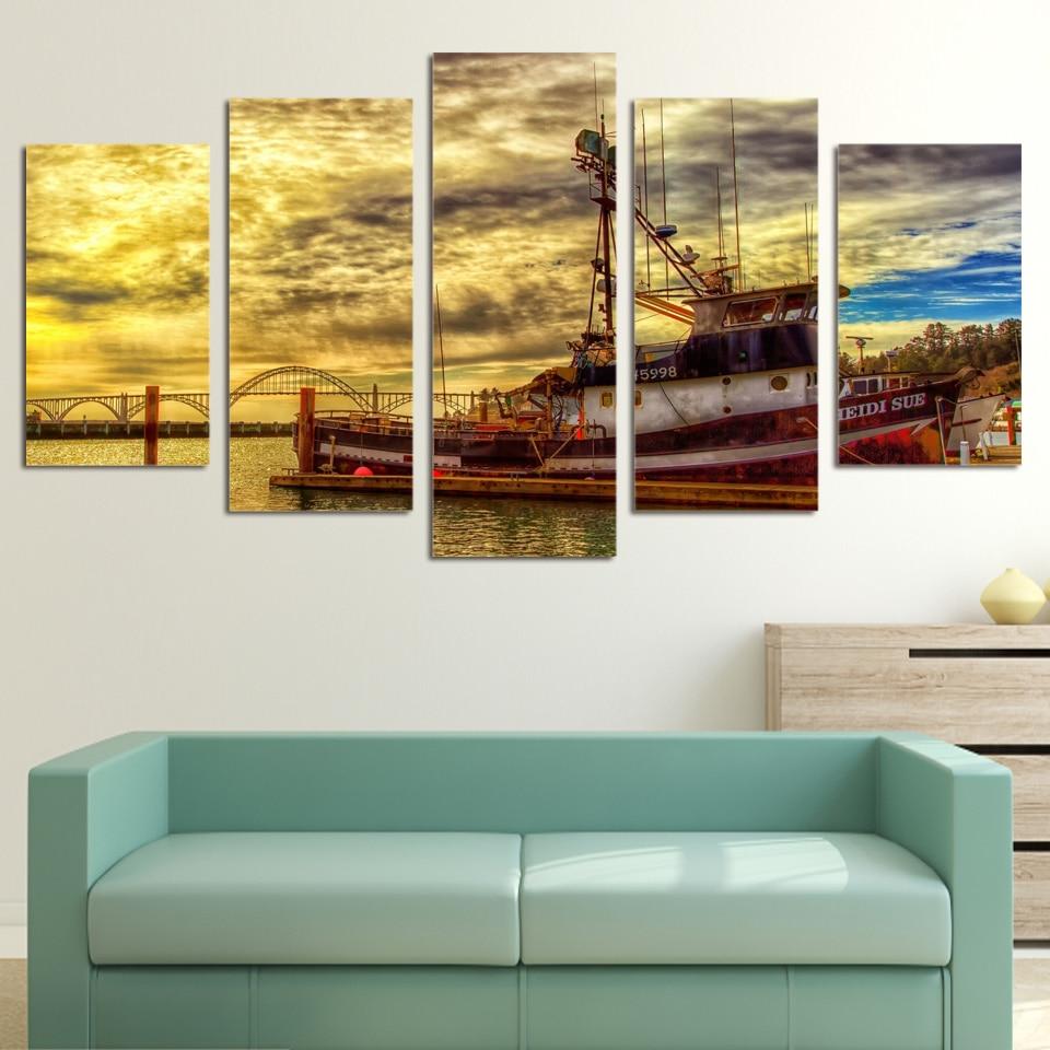 boat sea - Space 5 Panel Canvas Art Wall Decor boat sea - Space 5 Panel Canvas Art Wall Decor