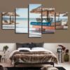 books by the sea - Nature 5 Panel Canvas Art Wall Decor