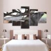 branched antler deer - Animal 5 Panel Canvas Art Wall Decor
