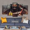 brave Fireman - Career 5 Panel Canvas Art Wall Decor