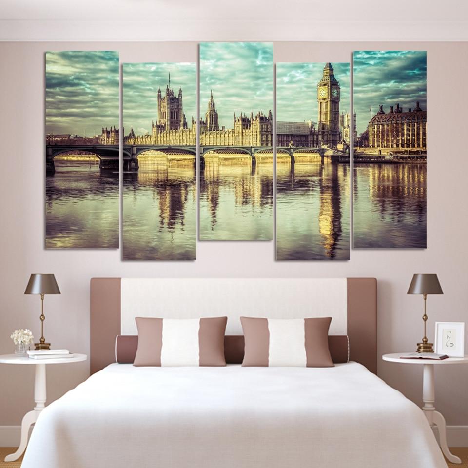 bridge Big Ben building - Nature 5 Panel Canvas Art Wall Decor bridge Big Ben building - Nature 5 Panel Canvas Art Wall Decor